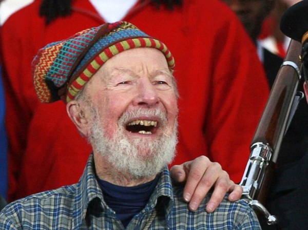 Image: File photo of Pete Seeger and his grandson Tao attending the We Are One - Inaugural Celebration at the Lincoln Memorial in Washington