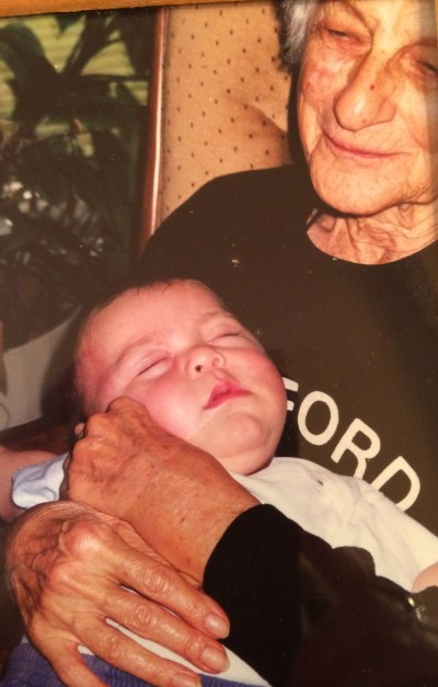 My maternal grandmother, Mildred Louis Rubenstein, with my younger son, Eric